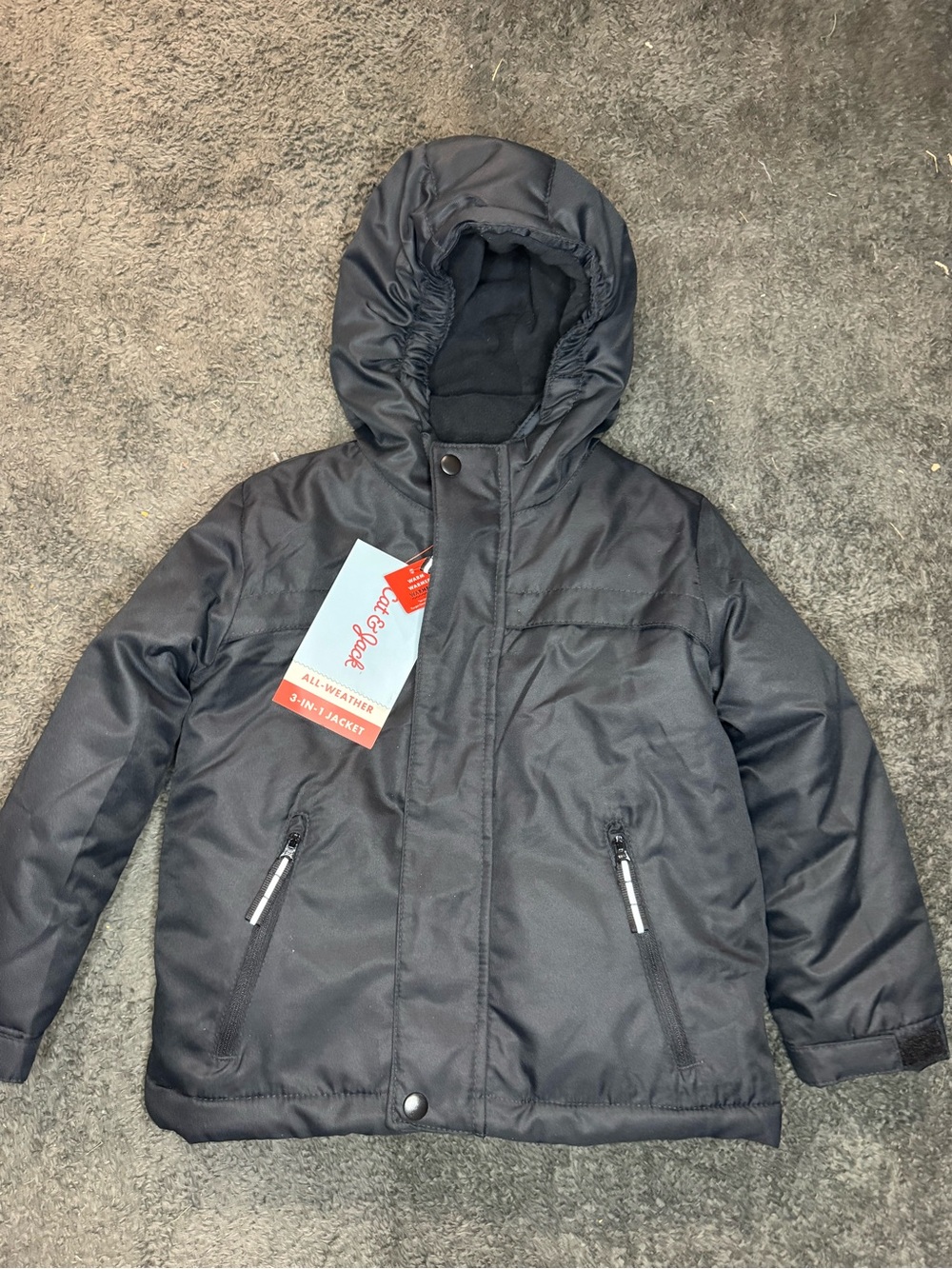Cat & Jack Toddler Boys 3-in-1 Heavyweight Puffer Jacket - Black Size 5T NWT